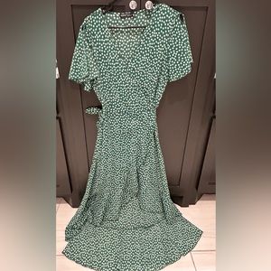 Shein green floral wrap dress
